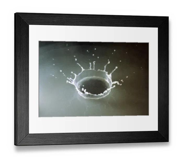 Framed Print : Coronet of droplets formed as a white coloured droplet falls into a shallow liquid Framed Print : Coronet of droplets formed as a white coloured droplet falls into a shallow liquid