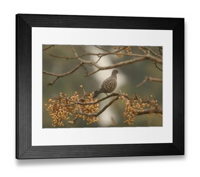 Framed Print : Spot-winged Pigeon (Patagioenas maculosa) adult, perched on branch in fruiting tree, Montevideo, Uruguay, september
