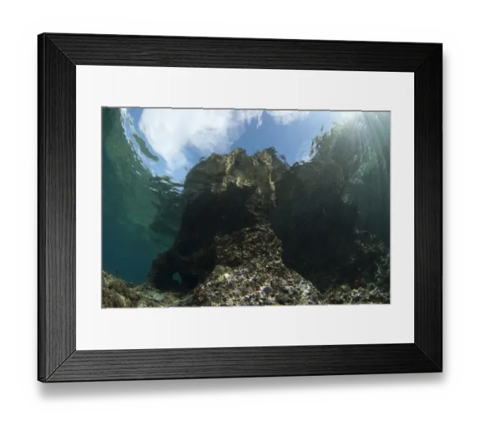 Framed Print : View of underwater rock, Potato Point, Fiabacet Island, West Papua, New Guinea, Indonesia Framed Print : View of underwater rock, Potato Point, Fiabacet Island, West Papua, New Guinea, Indonesia