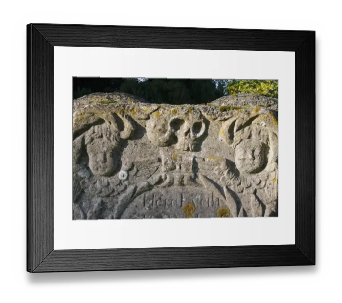 Framed Print : Skull carved on headstone in church graveyard, St. Andrew's Church, Wickham Skeith, Suffolk, England, october Framed Print : Skull carved on headstone in church graveyard, St. Andrew's Church, Wickham Skeith, Suffolk, England, october