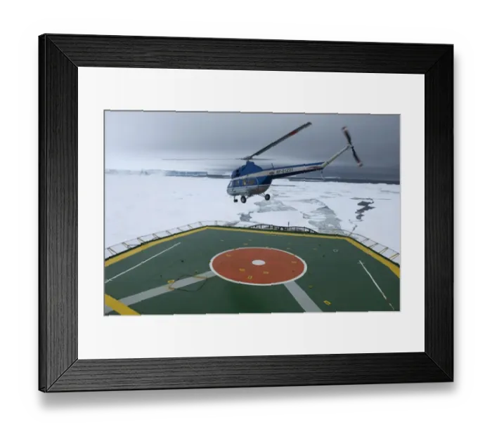 Framed Print : Helicopter with tourists, taking off from heli-deck on Kapitan Khlebnikov icebreaker, on route to view Snow Hill Island Emperor Penguin colony, Weddell Sea, Antarctica, november Framed Print : Helicopter with tourists, taking off from heli-deck on Kapitan Khlebnikov icebreaker, on route to view Snow Hill Island Emperor Penguin colony, Weddell Sea, Antarctica, november