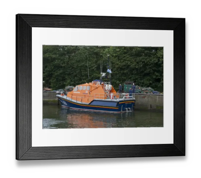 Framed Print : Tamar class lifeboat at harbour, RNLB The Misses Robertson of Kintail, Eyemouth, Berwickshire, Scottish Borders, Scotland, july Framed Print : Tamar class lifeboat at harbour, RNLB The Misses Robertson of Kintail, Eyemouth, Berwickshire, Scottish Borders, Scotland, july