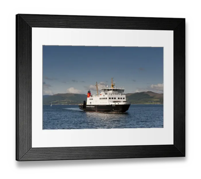 Framed Print : Caledonian McBrayne ferry coming into port, Isle of Bute, Firth of Clyde, Argyll and Bute, Scotland, august Framed Print : Caledonian McBrayne ferry coming into port, Isle of Bute, Firth of Clyde, Argyll and Bute, Scotland, august