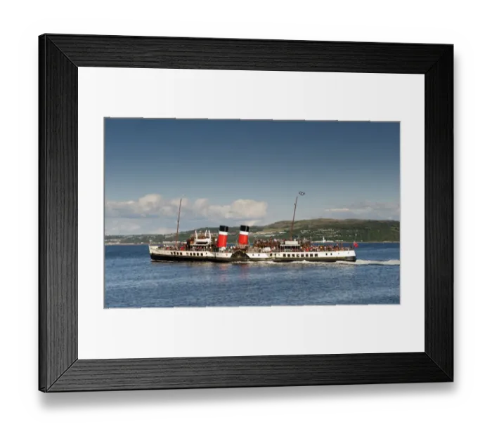 Framed Print : Steam powered paddle boat with tourists, Waverley, Dunoon, Firth of Clyde, Argyll and Bute, Scotland, august Framed Print : Steam powered paddle boat with tourists, Waverley, Dunoon, Firth of Clyde, Argyll and Bute, Scotland, august