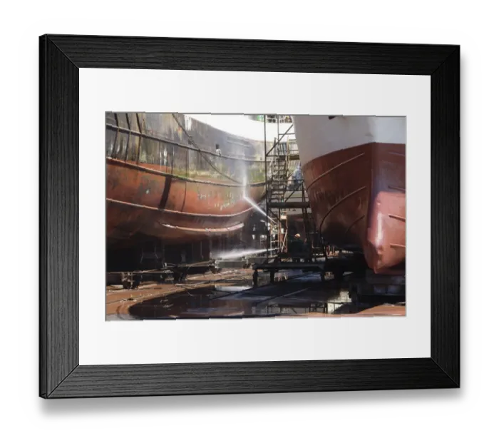 Framed Print : Cargo ships being washed and repainted in dry dock, Cape Town, Western Cape, South Africa Framed Print : Cargo ships being washed and repainted in dry dock, Cape Town, Western Cape, South Africa