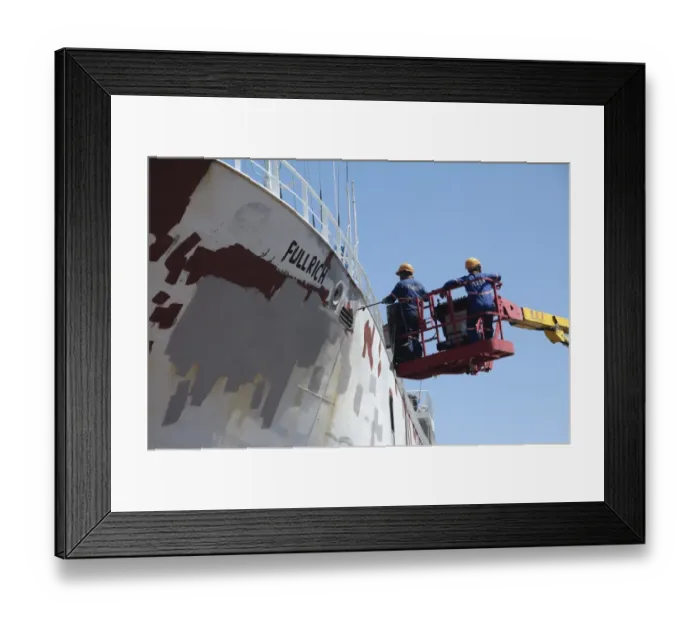 Framed Print : Cargo ship being repainted in dry dock, Cape Town, Western Cape, South Africa Framed Print : Cargo ship being repainted in dry dock, Cape Town, Western Cape, South Africa