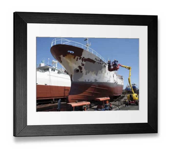 Framed Print : Cargo ship being repainted in dry dock, Cape Town, Western Cape, South Africa Framed Print : Cargo ship being repainted in dry dock, Cape Town, Western Cape, South Africa