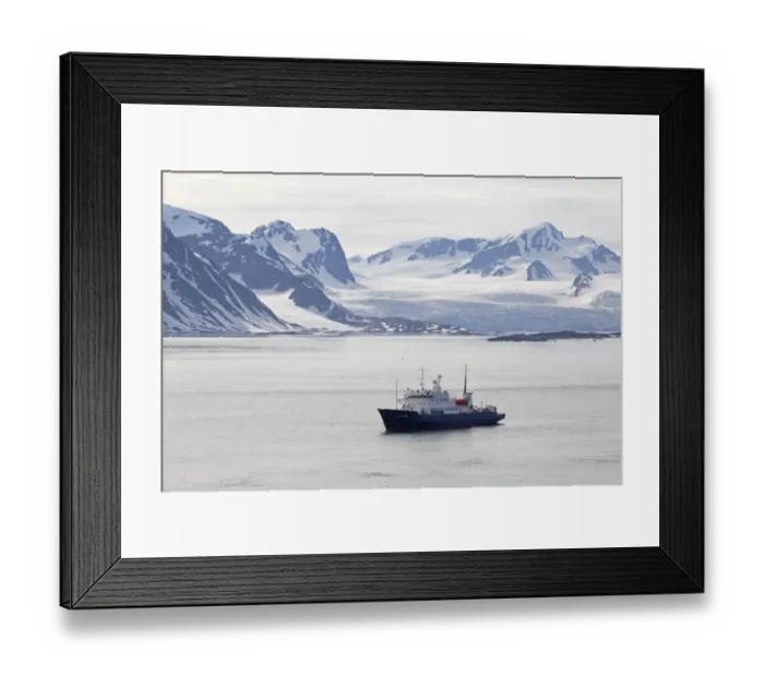 Framed Print : Polar Pioneer cruise ship in fjord, Spitzbergen, Svalbard, july