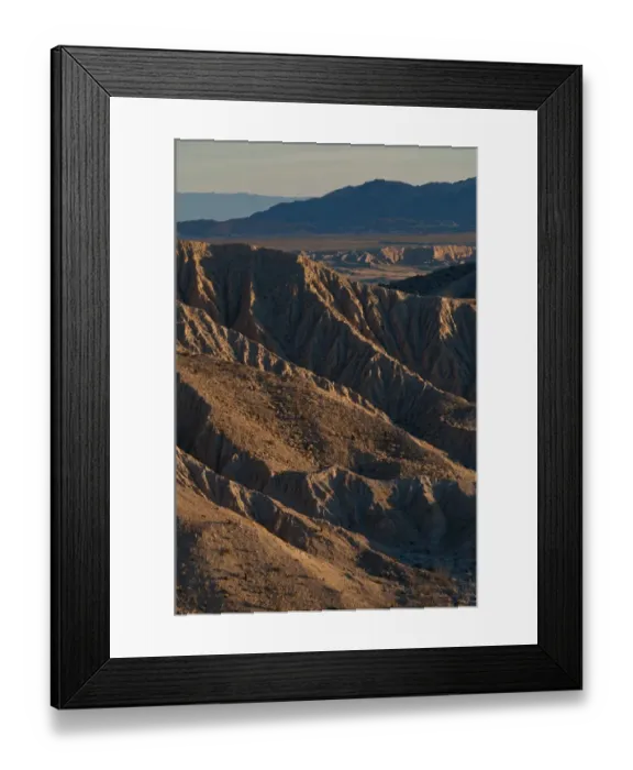 Framed Print : View of badlands habitat, Carrizo Badlands, Anza-Borrego Desert State Park, California, U. S. A. february Framed Print : View of badlands habitat, Carrizo Badlands, Anza-Borrego Desert State Park, California, U. S. A. february