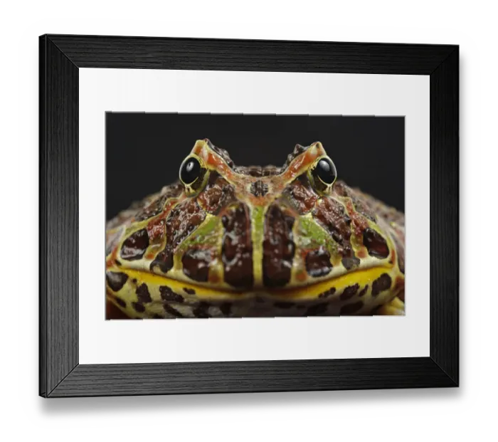 Framed Print : Argentinian Horned Frog (Ceratophrys ornata) adult, close-up of head