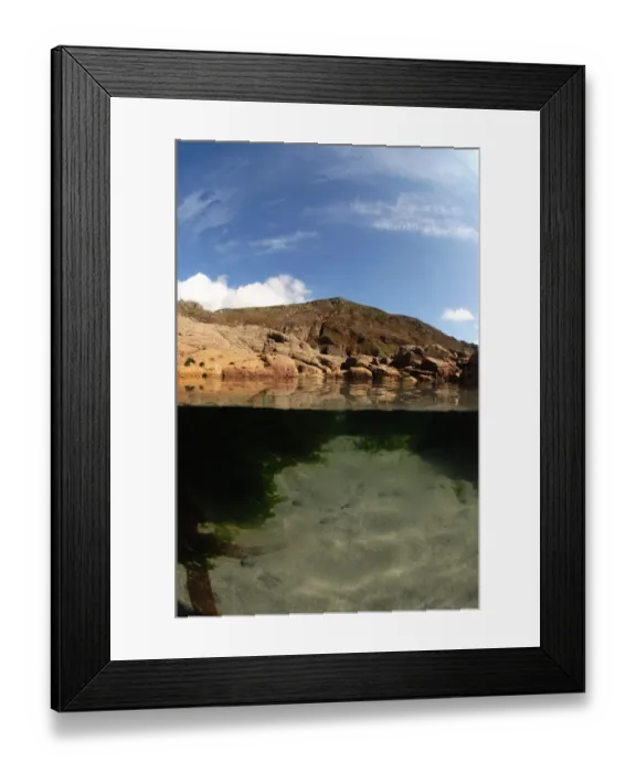 Framed Print : View of rockpool from above and below water, Porthnanven, Cornwall, England, september Framed Print : View of rockpool from above and below water, Porthnanven, Cornwall, England, september