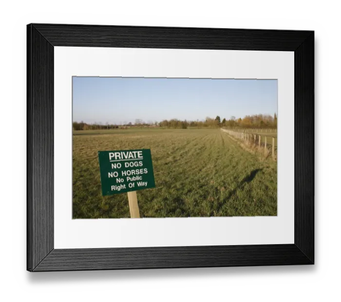 Framed Print : Private, No Dogs, No Horses, No Public Right of Way sign, at edge of fallow field, Bacton, Suffolk, England, march Framed Print : Private, No Dogs, No Horses, No Public Right of Way sign, at edge of fallow field, Bacton, Suffolk, England, march