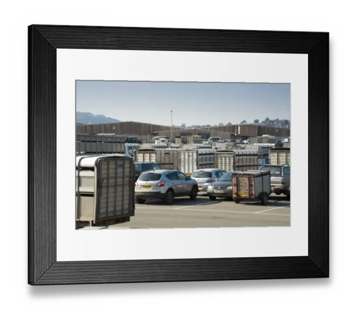 Framed Print : Various 4x4 vehicles and livestock trailers at livestock market, Welshpool Livestock Market, Powys, Wales, september Framed Print : Various 4x4 vehicles and livestock trailers at livestock market, Welshpool Livestock Market, Powys, Wales, september