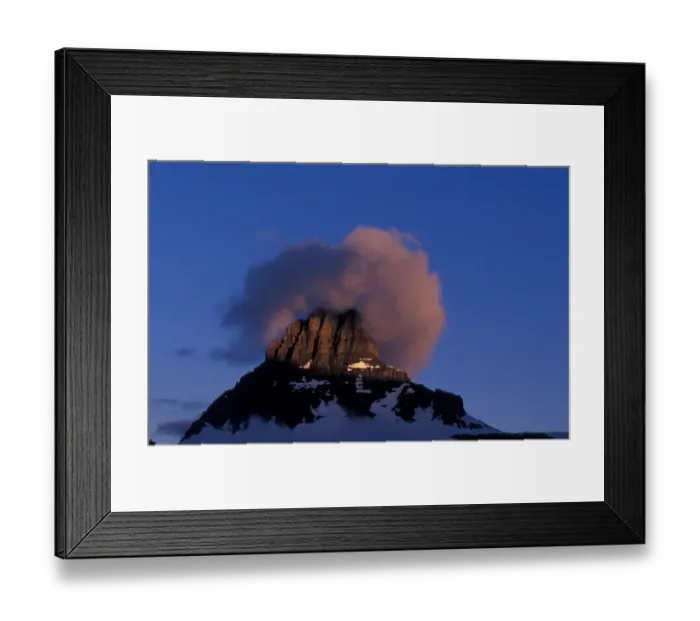 Framed Print : Montana First light hits mountain tops, Logan Pass, Glacier Nat. Pk. Montana, USA