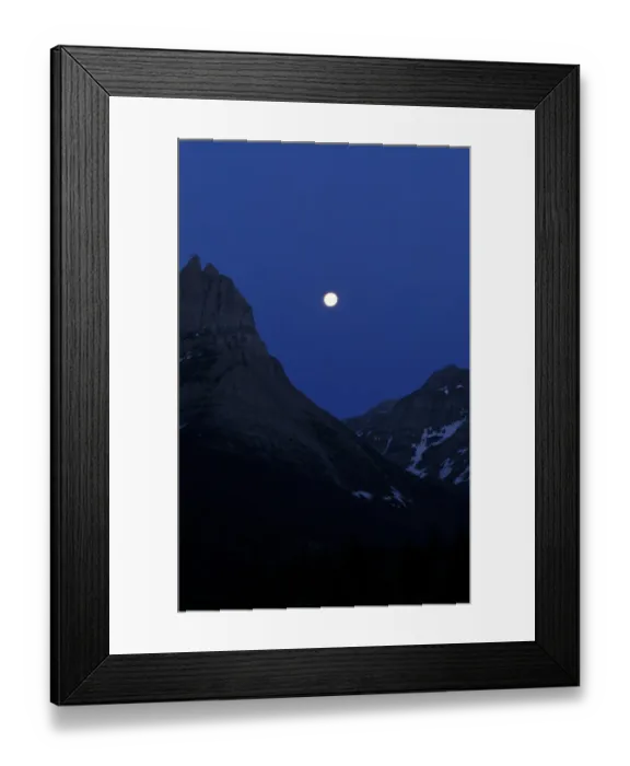 Framed Print : Montana The moon over mountain range, Glacier National Park, Montana, USA Framed Print : Montana The moon over mountain range, Glacier National Park, Montana, USA