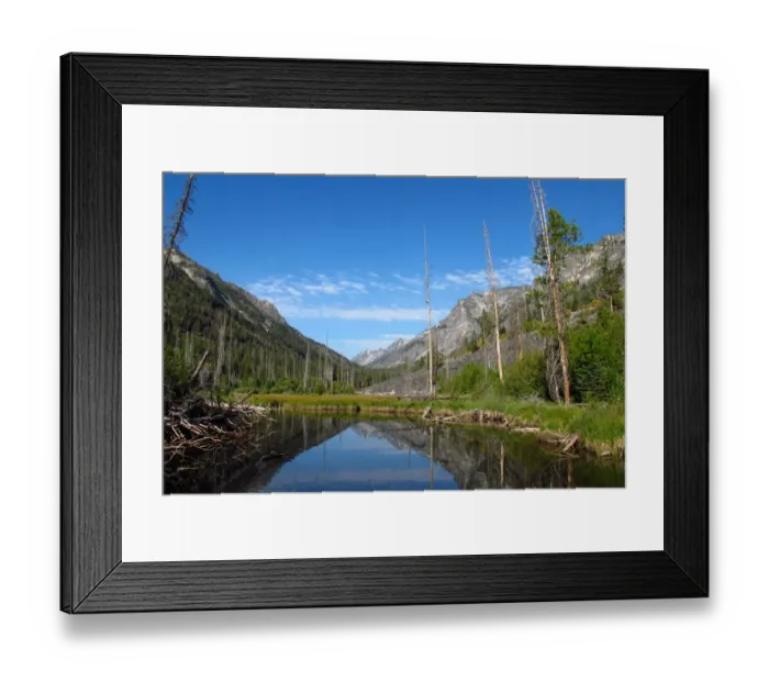 Framed Print : View of lake and mountains, Blodgett Canyon, Bitterroot Wilderness, Montana, U. S. A. september