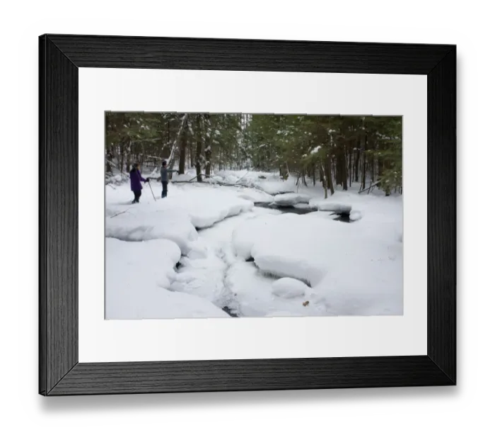 Framed Print : Stream in woodland after heavy snow, Robert Ingalls Preserve (Rensselaer Land Trust), Horsehaven Road, Rensselaer County, New York, U. S. A. december Framed Print : Stream in woodland after heavy snow, Robert Ingalls Preserve (Rensselaer Land Trust), Horsehaven Road, Rensselaer County, New York, U. S. A. december