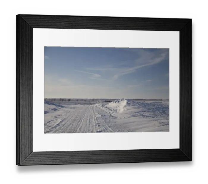 Framed Print : View of snow covered rural road, Dickey County, North Dakota, U. S. A. january Framed Print : View of snow covered rural road, Dickey County, North Dakota, U. S. A. january
