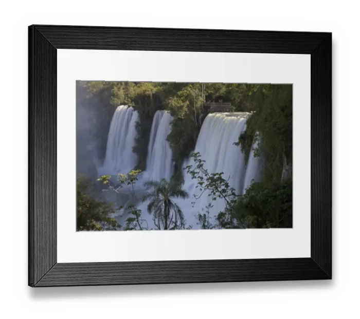 Framed Print : View of waterfall with viewing platform, Iguazu Falls, Iguazu N. P. Argentina