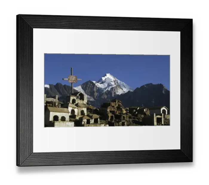 Framed Print : View of graveyard and mountain peak, Huayna Potosi, Cordillera Real, Altiplano, Andes, Bolivia Framed Print : View of graveyard and mountain peak, Huayna Potosi, Cordillera Real, Altiplano, Andes, Bolivia