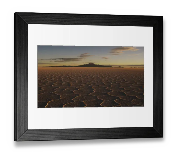 Framed Print : View of hexagonal crystallization fissures on salt pan, largest salt pan in world, Salar de Uyuni, Altiplano, Andes, Bolivia Framed Print : View of hexagonal crystallization fissures on salt pan, largest salt pan in world, Salar de Uyuni, Altiplano, Andes, Bolivia