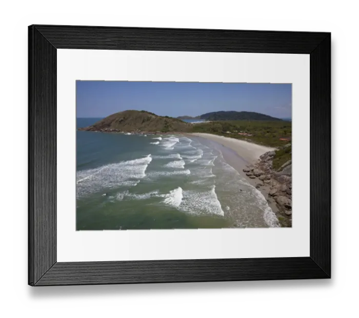 Framed Print : View of beach and coastline, Ilha do Mel, Parana, Brazil Framed Print : View of beach and coastline, Ilha do Mel, Parana, Brazil