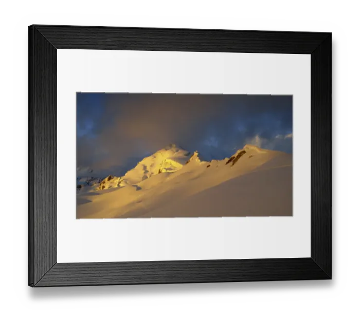 Framed Print : View of snow covered mountain range at sunset, Ishinca, Cordillera Blanca, Ancash Region, Andes, Peru