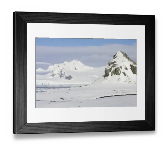 Framed Print : View of snow covered coastal mountains, Half Moon Island, Antarctic Peninsula, Antarctica Framed Print : View of snow covered coastal mountains, Half Moon Island, Antarctic Peninsula, Antarctica