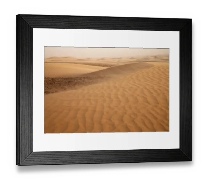 Framed Print : View of desert sand dunes with windblown sand, Sahara, Morocco, may Framed Print : View of desert sand dunes with windblown sand, Sahara, Morocco, may