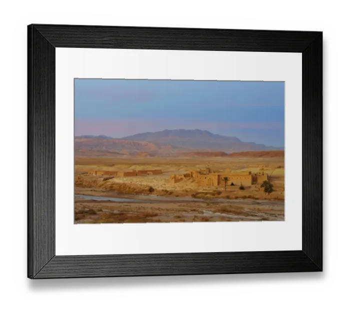 Framed Print : View of ancient ksar ('fortified city') with kasbahs, Ait Benhaddou, Ounila River, Souss-Massa-Draa, Morocco, january Framed Print : View of ancient ksar ('fortified city') with kasbahs, Ait Benhaddou, Ounila River, Souss-Massa-Draa, Morocco, january