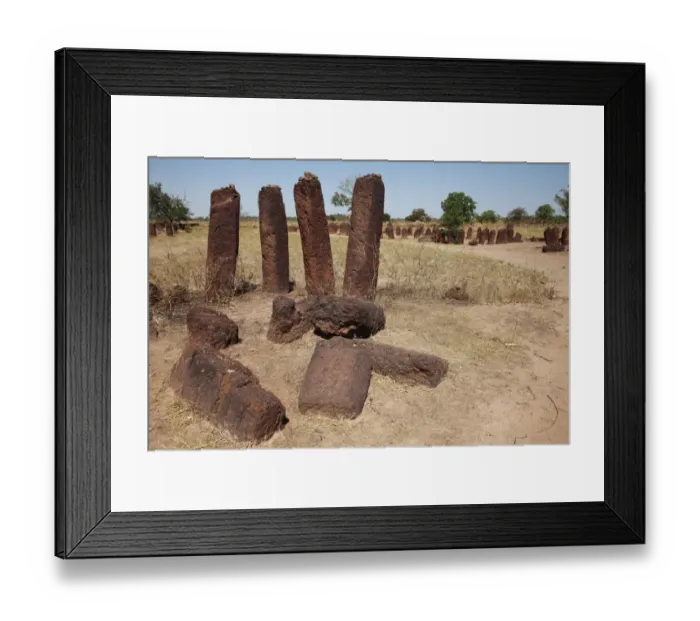 Framed Print : Stones marking burial site, Wassu Stone Circles, Gambia, january Framed Print : Stones marking burial site, Wassu Stone Circles, Gambia, january