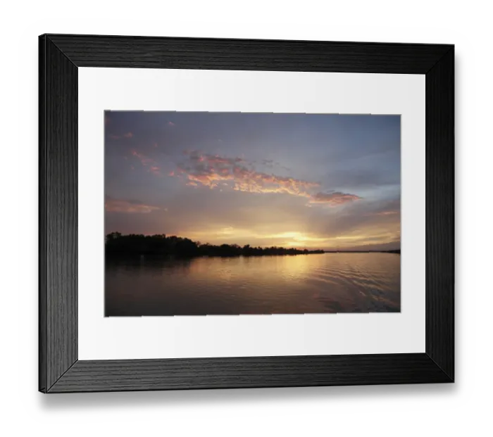Framed Print : Sunset over river habitat, Gambia River, Gambia, january Framed Print : Sunset over river habitat, Gambia River, Gambia, january