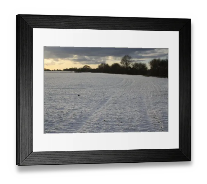Framed Print : Snow covered cultivated arable field at dusk, Bacton, Suffolk, England, november Framed Print : Snow covered cultivated arable field at dusk, Bacton, Suffolk, England, november