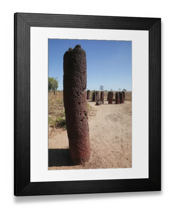 Framed Print : Stones marking burial site, Wassu Stone Circles, Gambia, january Framed Print : Stones marking burial site, Wassu Stone Circles, Gambia, january