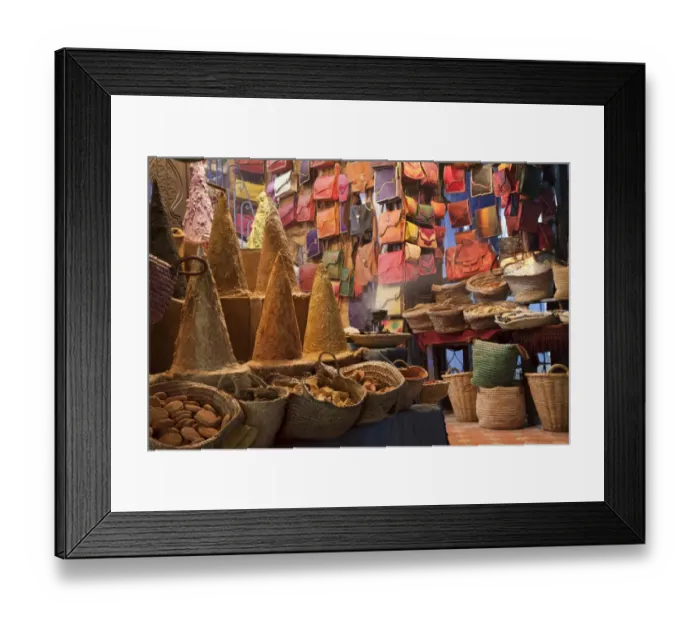 Framed Print : Market stand in city medina at night, Chefchaouen, Morocco, april Framed Print : Market stand in city medina at night, Chefchaouen, Morocco, april