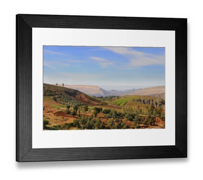 Framed Print : View of farmland and hills, Ait-Ourir, Al Haouz Province, Morocco, january Framed Print : View of farmland and hills, Ait-Ourir, Al Haouz Province, Morocco, january