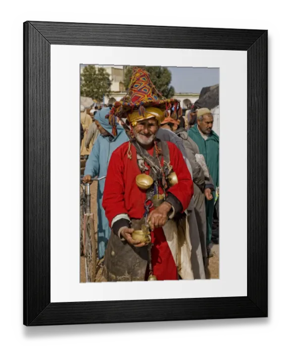 Framed Print : Water vendor at market, near Essaouira, Morocco, february Framed Print : Water vendor at market, near Essaouira, Morocco, february
