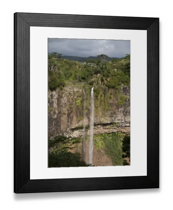 Framed Print : Chamarel Waterfall from St. Denis and Viande Salee Rivers, Black River Gorges N. P. Black River District, West Mauritius