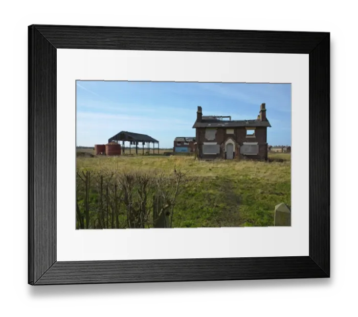 Framed Print : Derelict farmhouse and farm buildings, Burscough, Southwest Lancashire, England, february Framed Print : Derelict farmhouse and farm buildings, Burscough, Southwest Lancashire, England, february