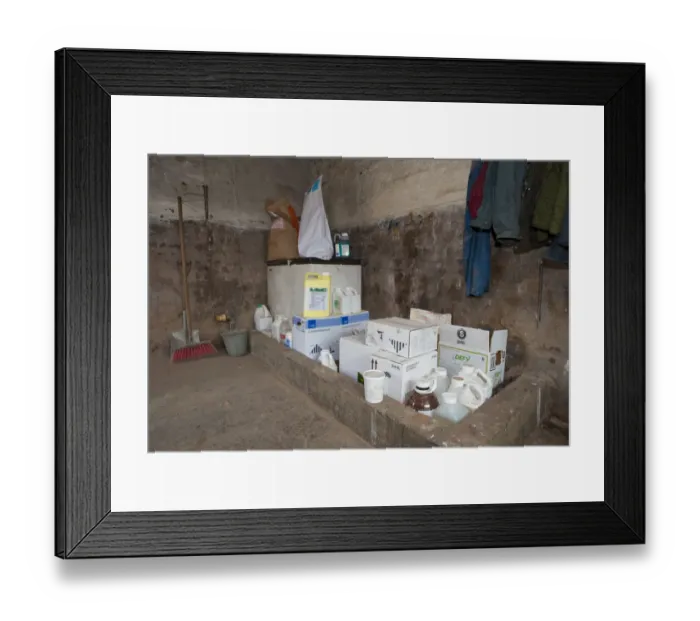 Framed Print : Interior of chemical store on farm, Cheshire, England, august