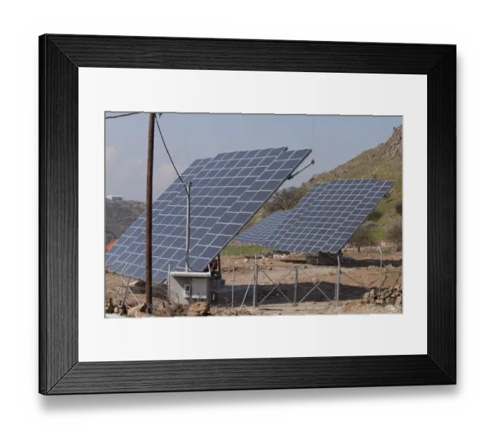 Framed Print : Solar energy panels in countryside, West Lesvos, Greece, march Framed Print : Solar energy panels in countryside, West Lesvos, Greece, march