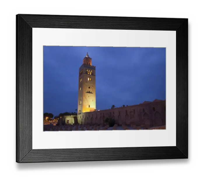 Framed Print : Mosque minaret in city at night, Koutoubia Mosque, Marrakesh, Morocco, may Framed Print : Mosque minaret in city at night, Koutoubia Mosque, Marrakesh, Morocco, may
