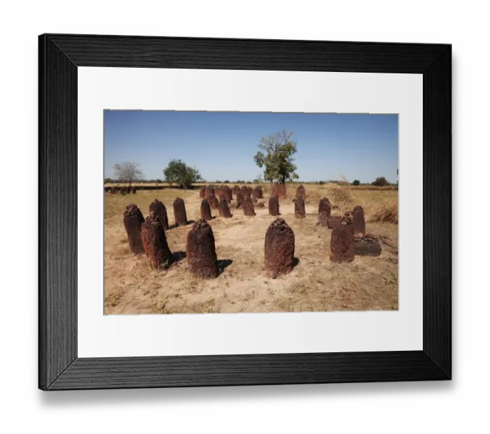 Framed Print : Stones marking burial site, Wassu Stone Circles, Gambia, january Framed Print : Stones marking burial site, Wassu Stone Circles, Gambia, january