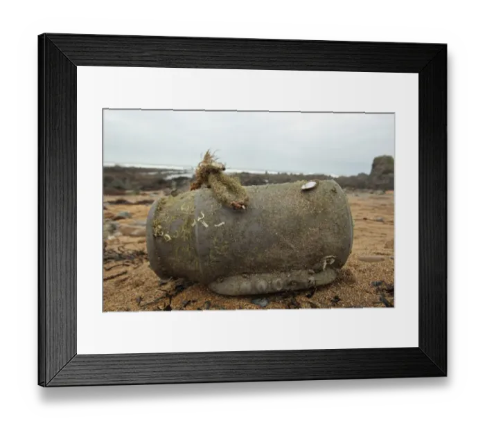 Framed Print : Plastic octopus pot from Mexico, washed up on beach strandline, Bude, Cornwall, England, january Framed Print : Plastic octopus pot from Mexico, washed up on beach strandline, Bude, Cornwall, England, january