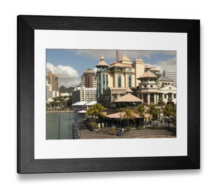 Framed Print : View of shopping mall and city waterfront, Port Louis, West Mauritius Framed Print : View of shopping mall and city waterfront, Port Louis, West Mauritius