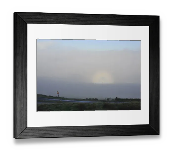 Framed Print : Brocken spectre seen from hilltop, appears when sun shines from behind person who is looking down from ridge or peak into mist or fog, Jeffrey Hill, Longridge, Lancashire, England, january Framed Print : Brocken spectre seen from hilltop, appears when sun shines from behind person who is looking down from ridge or peak into mist or fog, Jeffrey Hill, Longridge, Lancashire, England, january