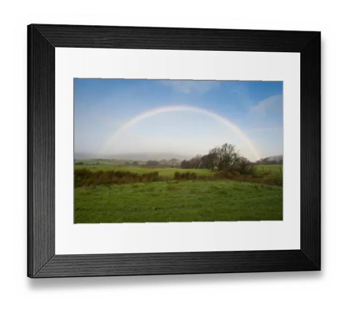 Framed Print : Rainbow over upland pasture, Whitewell, Lancashire, England, january