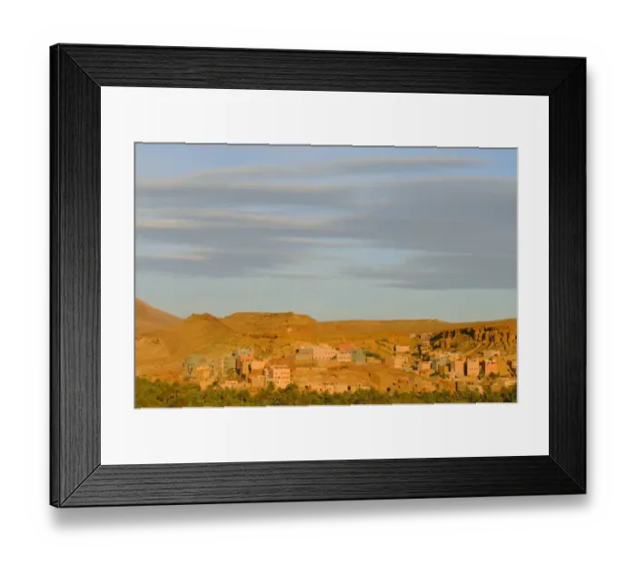 Framed Print : View of town in desert oasis, Tinerhir, Ouarzazate, Morocco, january