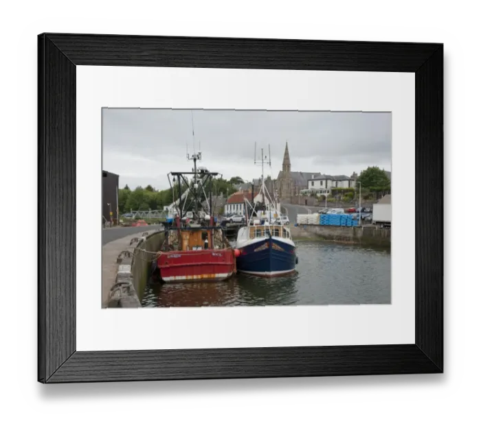 Framed Print : Ubique and Clansman fishing trawlers at harbour, Eyemouth, Berwickshire, Scottish Borders, Scotland, july