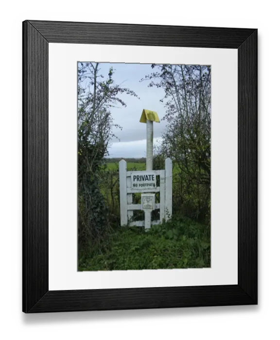 Framed Print : Private, No Footpath sign at site of oil pipeline, Slimbridge, Gloucestershire, England, january Framed Print : Private, No Footpath sign at site of oil pipeline, Slimbridge, Gloucestershire, England, january